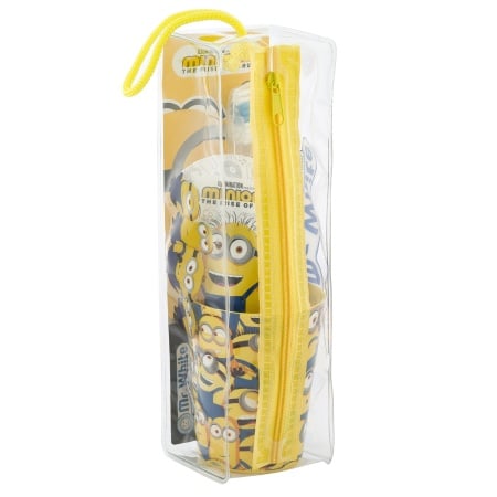 MINIONS Set voiaj copii Periuta dinti cu ventuză, Pahar apă si Pastă de dinti copii Aromă Mentă 75ml Disney