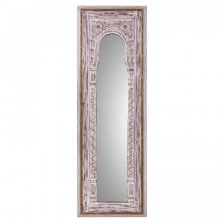 Oglinda Dierks, lemn masiv/MDF/sticla, roz/alb/auriu, 30 x 90 x 1,5 cm