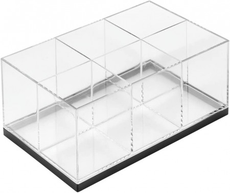 Organizator pentru cosmetice mDesign, plastic, negru/transparent, 27,2 x 17,3 x 11,4 cm