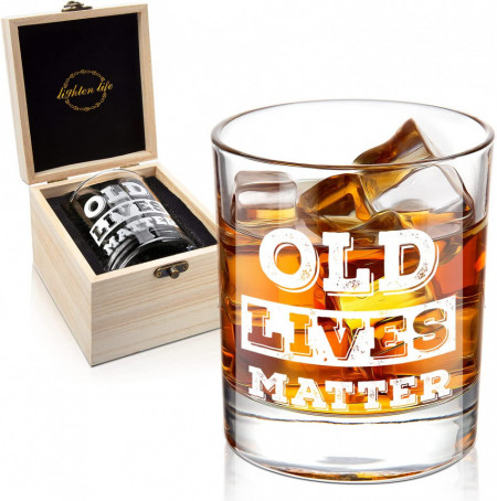Pahar pentru whisky Lighten Life, sticla, transparent/alb, 9,9 x 8,1 cm, 360 ml