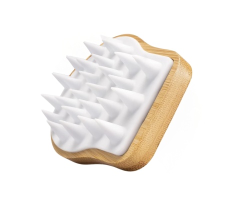Perie pentru masajul scalpului Bambua, alb, silicon, 10 x 9 x 8 cm