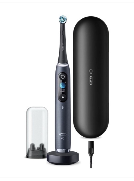 Periuta de dinti electrica Oral-B iO9 cu Tehnologie Magnetica si Micro-Vibratii, Inteligenta artificiala, Display led, Senzor de presiune Smart, 7 moduri, 1 capat, Suport rezerve, Trusa de calatorie cu incarcator, + 2 capete de periaj, Resigilat, Grad A - Img 1