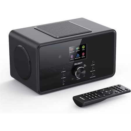 Radio internet global Bluetooth DAB+, Majority, 2.1, cu subwoofer integrat, 100 W, Radio FM, Spotify Connect, telecomanda, negru, Resigilat, Grad A