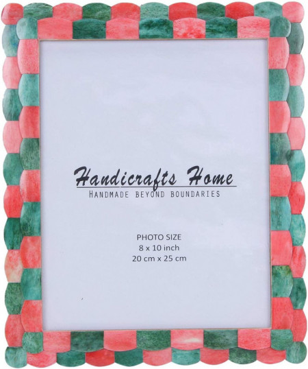 Rama foto Handicrafts, MDF/metal/plexiglas, rosu/verde/natur, 20 x 25 cm