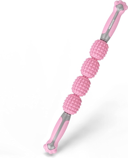 Roller pentru masaj Proiron, metal/silicon, roz/gri, 51 x 5,5 cm