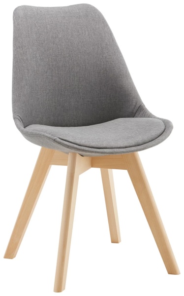 Scaun Rocksi gri, țesătură, picioare din lemn masiv, 43/82,5/43 cm
