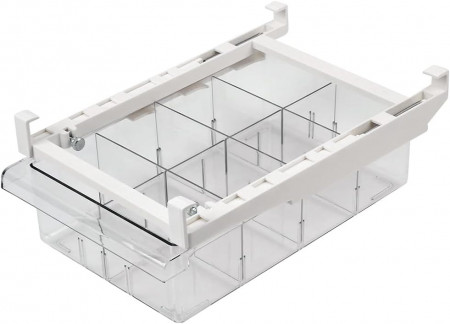 Sertar organizator pentru frigider cu 8 compartimente FOCCTS, plastic, transparent, 30.5 x 20 x 9.5 cm