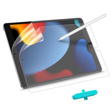 Set 2 folii de protectie pentru iPad generatia 9 2021, 8 2020, 7 2019 si Air 3 2019 Esr, polietilen tereftalat, transparent, 10,2 inchi