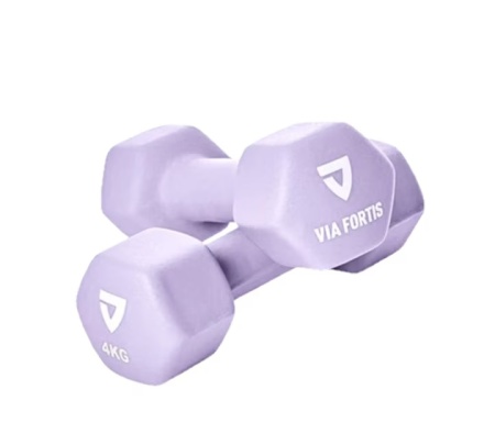 Set 2 gantere VIA FORTIS, 2x4 Kg, premium, din fonta cu invelis din neopren, resigilat