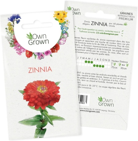 Set 2 plicuri cu seminte de Zinnia-Carciumarese OwnGrown, rosu/portocaliu, 120 bucati