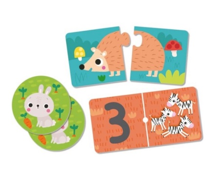 Set 3 jocuri Animale : puzzle, domino, memorie, Apli Kids, Carton, Multicolor