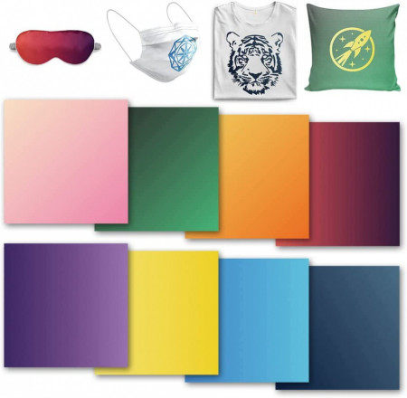 Set 8 folii de transfer pentru vinil WOWOCUT, multicolor, 30 x 30 cm