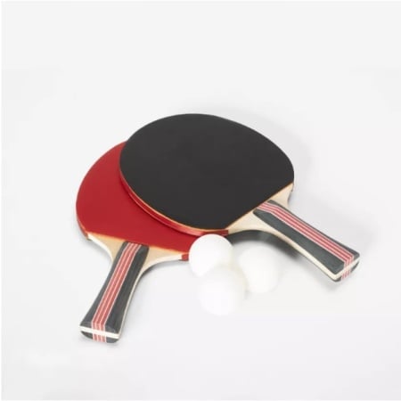 Set Complet de Ping Pong PlayTown, 2 Palete tenis de masa, 3 Mingi, Geanta transport, Negru/Rosu