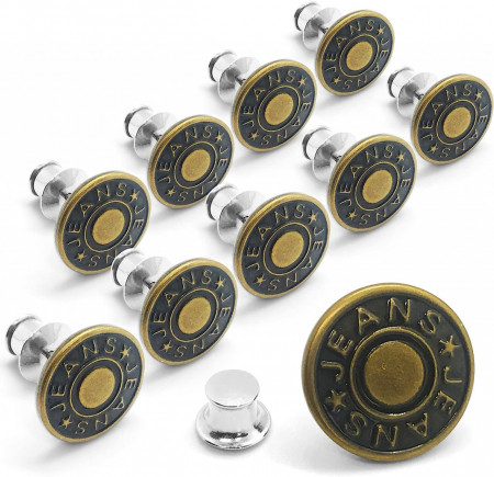 Set de 10 butoane pentru blugi E-poQ®, metal, bronz, 17 x 15 mm - Img 1