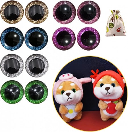 Set de 12 ochi pentru jucarii de plus KOOSUFA, plastic, multicolor, 14 mm