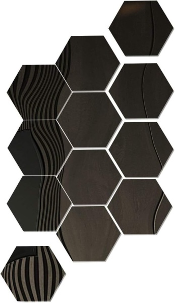 Set de 12 oglinzi hexagonale Suntatop, acril, 17,5 x 15,2 cm