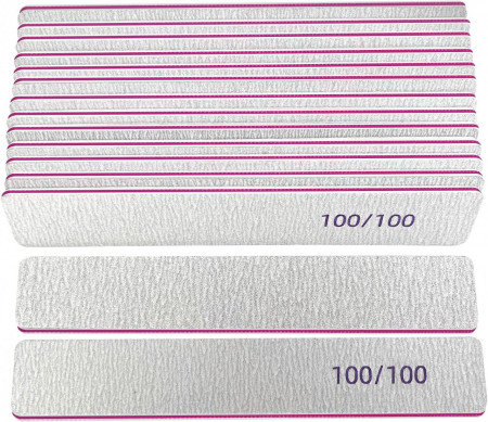 Set de 15 pile de unghii Lofuanna, gri, granulatie 100, 17,8 x 2,8 cm