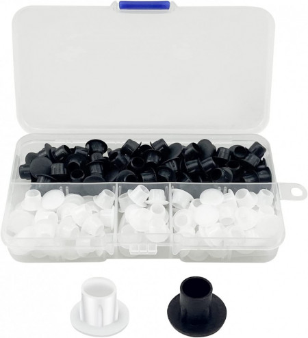 Set de 160 capace pentru suruburi la mobilier Homsyway, plastic, alb/negru, 8mm