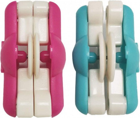 Set de 2 accesorii pentru creare pom pom HEIGOO, plastic, albastru/roz, 4,5 × 2,3 cm, 4,5 × 2,5 cm - Img 1