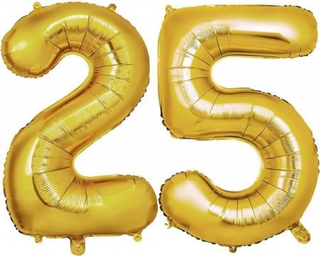 Set de 2 baloane pentru aniversare 25 ani Mw Malowine, folie, auriu, 101 cm