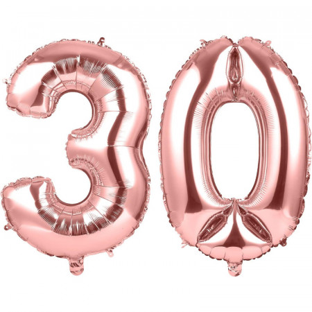Set de 2 baloane pentru aniversare 30 ani Gwhole, folie, rose, 43 x 63 cm