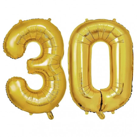 Set de 2 baloane pentru aniversare 30 ani Mw Malowine, folie, auriu, 101 cm