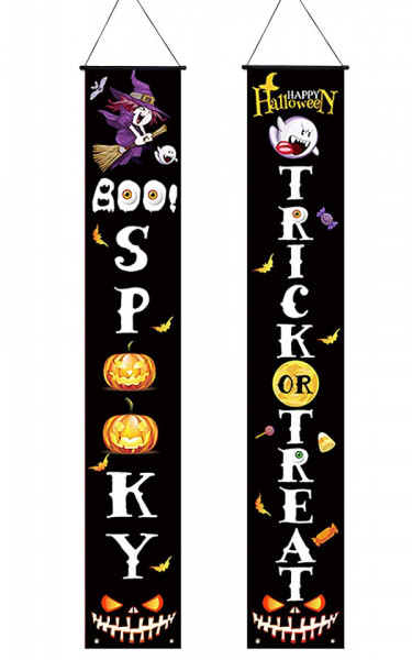 Set de 2 bannere pentru Halloween ZoneYan, poliester, multicolor, 30 x 180 cm - Img 1