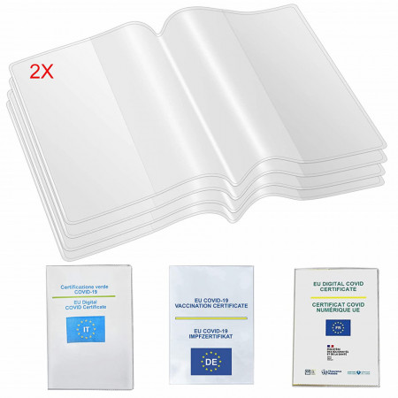 Set de 2 coperti pentru pasaport/carnetel Mizijia, PVC, transparent, 11 x 15,4 cm