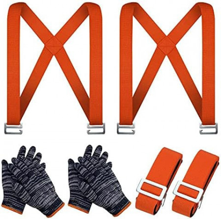 Set de 2 curele pentru mutare obiecte grele Lucfulyear, nailon/metal, portocaliu, 3 m