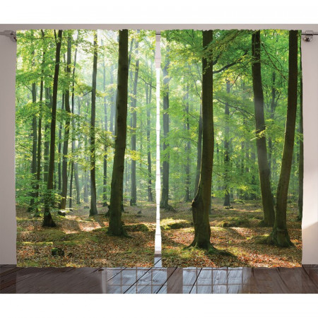 Set de 2 draperii East Urban Home, poliester, verde, 140 x 260 cm - Img 1