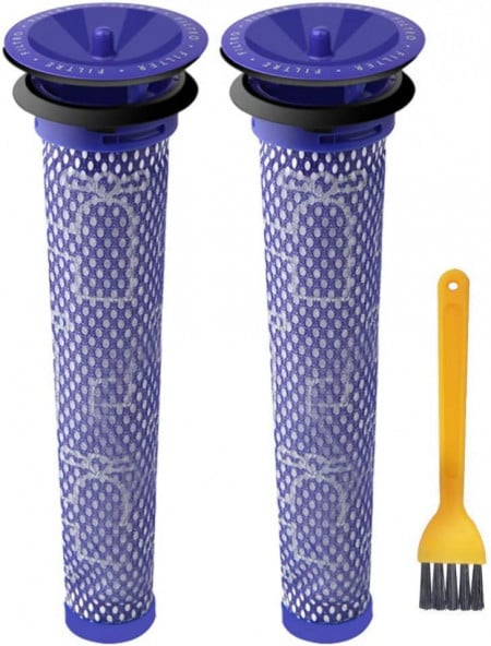 Set de 2 filtre si o perie pentru aspiratorul Dyson ABC, albastru inchis/galben