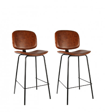 Set de 2 scaune de bar Barto, maro/negre, 101 x 50 x 44 cm - Img 1