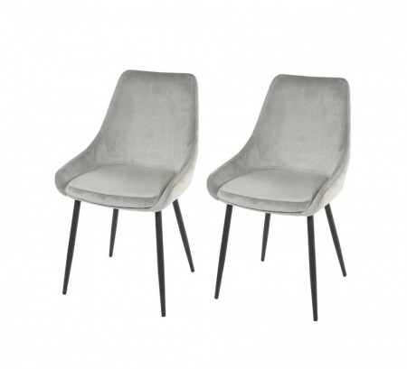Set de 2 scaune Karly, catifea gri, 83 x 48 cm - Img 1