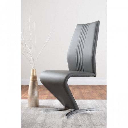 Set de 2 scaune Samirah, piele ecologica, gri, 99 x 44 x 59 cm - Img 1