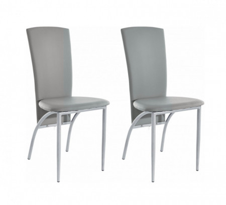 Set de 2 scaune tapitate Nicole - piele sintetica - gri/metal - Img 1