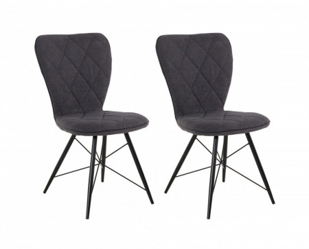 Set de 2 scaune Viola, textil, antracit, 47x62x90 cm - Img 1