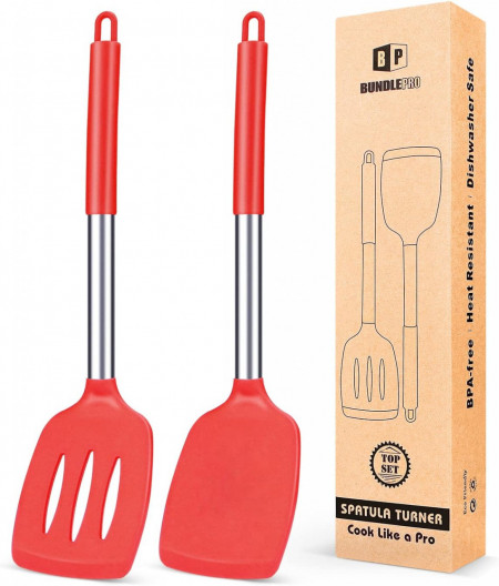 Set de 2 spatule BUNDLEPRO, silicon, rosu, 35 x 12 cm