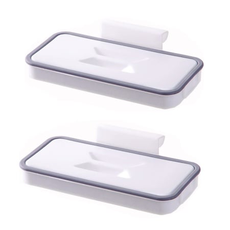 Set de 2 suporturi pentru sacii de gunoi Jzk, plastic, alb/gri, 24,3 x 11 x 3 cm