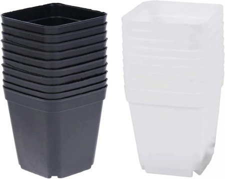Set de 20 de ghivece pentru plante ZYFFHG, alb/negru, plastic, 7 x 7 x 8 cm