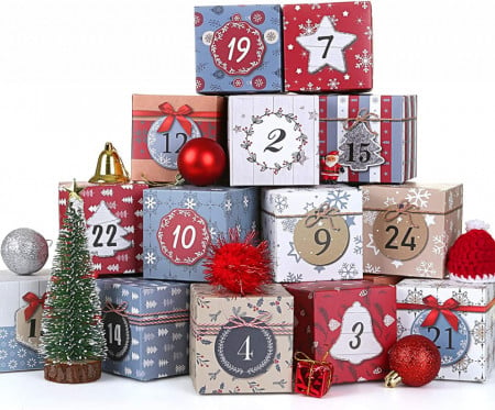 Set de 24 cutii pentru calendarul de advent LIHAO, carton, multicolor, 7 x 7 x 7 cm - Img 1