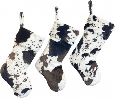 Set de 3 ciorapi pentru Craciun Duosheng &amp; Elegant, bumbac, alb/maro/negru, 35,5 x 25,4 x 20,3 cm