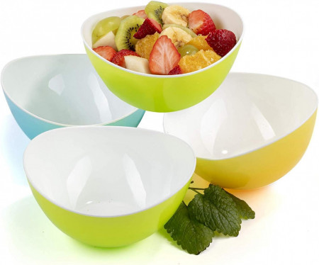Set de 4 boluri pentru salata Maxi Nature, plastic, multicolor, 480 ml