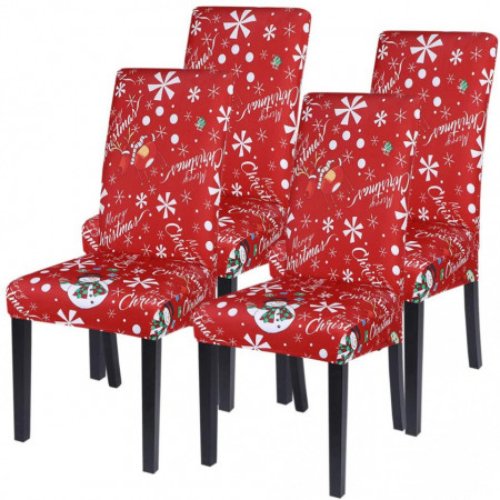 Set de 4 huse pentru scaune Shujin, rosu/alb, poliester/spandex, 60 x 50 x 50 cm