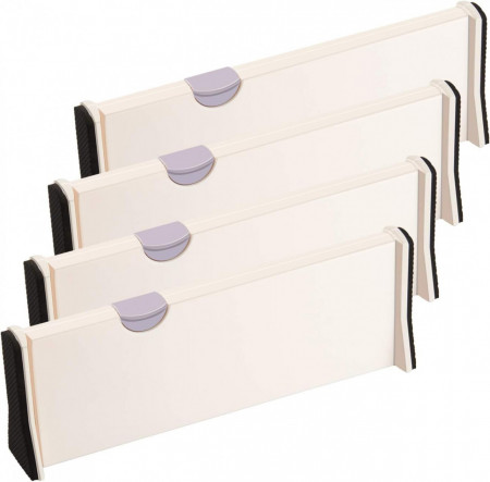 Set de 4 separatoare pentru dulap/ sertar ARyee, plastic/spuma, alb/negru, 10 x 28-43 cm