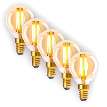 Set de 5 becuri Wales, LED, metal/sticla, E14, alb cald, 3,9W, 7,8 x 4,5 cm