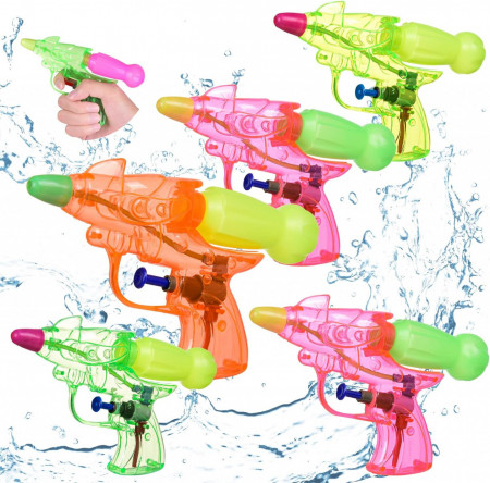 Set de 5 pistoale cu apa pentru jocuri in aer liber Colmanda, plastic, multicolor, 15 x 8 x 2 cm
