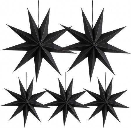 Set de 5 stele decorative MEIYIFAN, hartie, negru, 30/45 cm