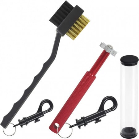 Set de 5 ustensile pentru curatarea accesoriilor de golf CHIFOOM, metal, negru/rosu