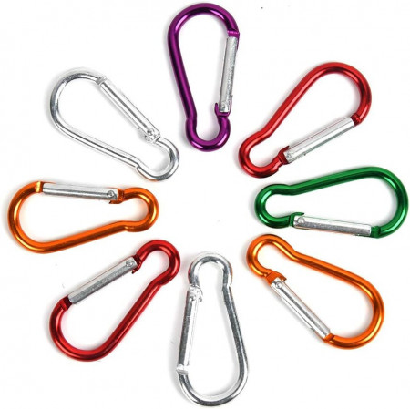 Set de 50 de brelocuri cu catarama filetata pentru camping FOCCTS, aliaj aluminiu, multicolor, greutate maxima 50 kg, 8 x 4 cm