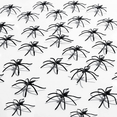 Set de 50 de paianjeni pentru Halloween, PVC, negru, 4,5 cm